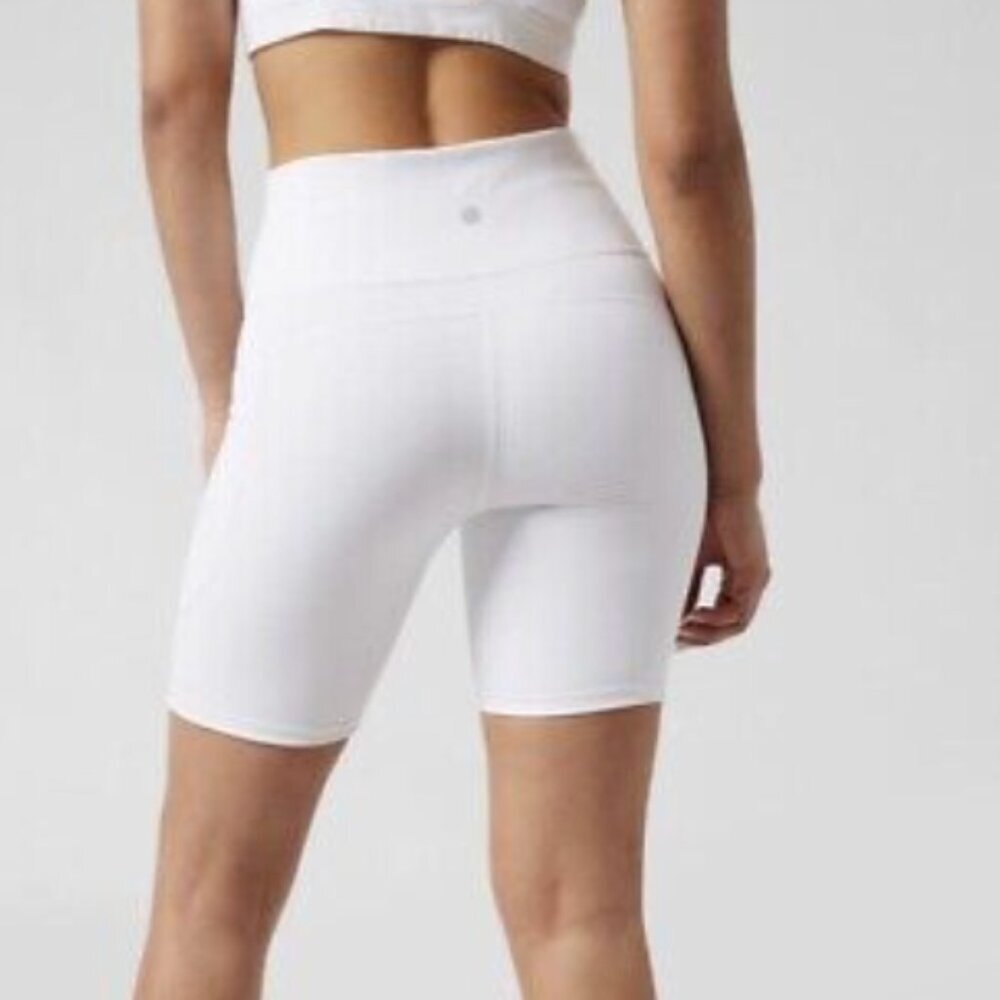 Athleta High-Waist White Bike Shorts